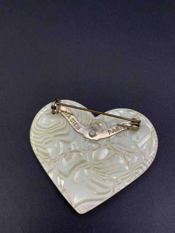 Lea stein heart brooch France celulose 1960 line … - image 3