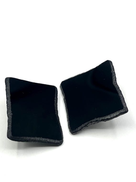 opaline noire boucle d oreille création artisanal clip d oreilles