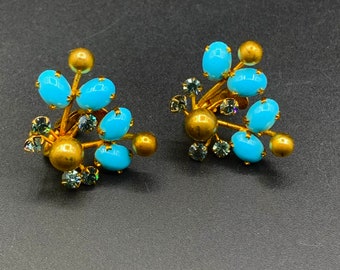 Roger Scemama haute couture 1950 1960 rhinestone vintage earring