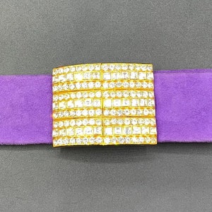 Purple suede jewelry belt Lacroix parurier 90 vintage gold metal Mabille