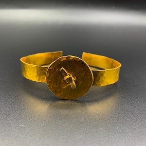 French Design Jewels Vergulde 24K Bangle gehamerd Vintage naaien