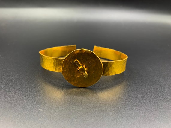 Bracelet (cuff) Artisanal Français En Or 24K – Bijou Créateur Vintage