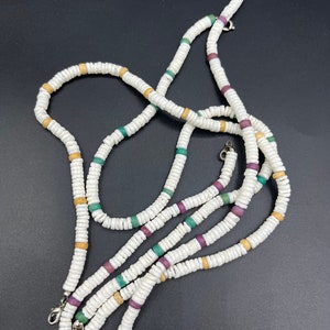 Funight Collana Surf Surfista Coco Etnico Legno Perle Di Coco Girocollo Tribale Ciondolo Uomo Donna Bambino Nero Bianco, Legno, Perla - Foto 3