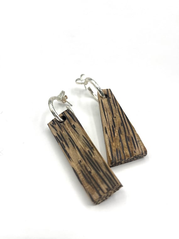 Bois de palmier bijou boucle d oreille artisanal création