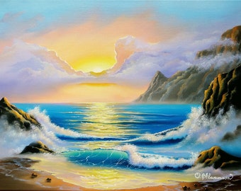 【新品未使用】絵画　イトウ エイジロウ Le ocean Amazon.com: ArtDirect Ocean Light II 34x28 Extra Large Black