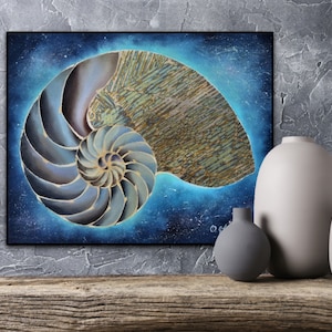 Digital Print on Paper Art Print Abstract Art Seascape Ammonite Nautilus Shell Seashell Ocean Art Contemporary Art Marine Décor