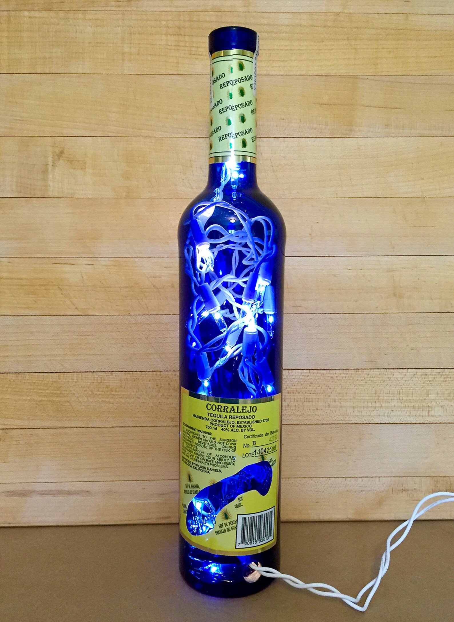 Luz de botella mexicana luz azul tequila Corralejo Etsy