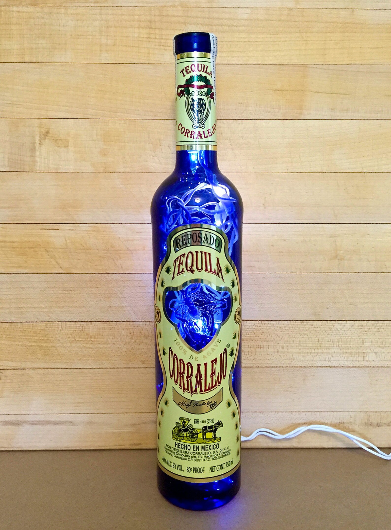 Luz de botella mexicana luz azul tequila Corralejo Etsy