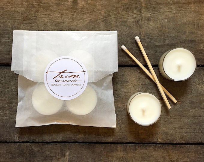 Tealight Sampler, 4 Pack, Soy Tea Lights, Candle Samples, Tealight