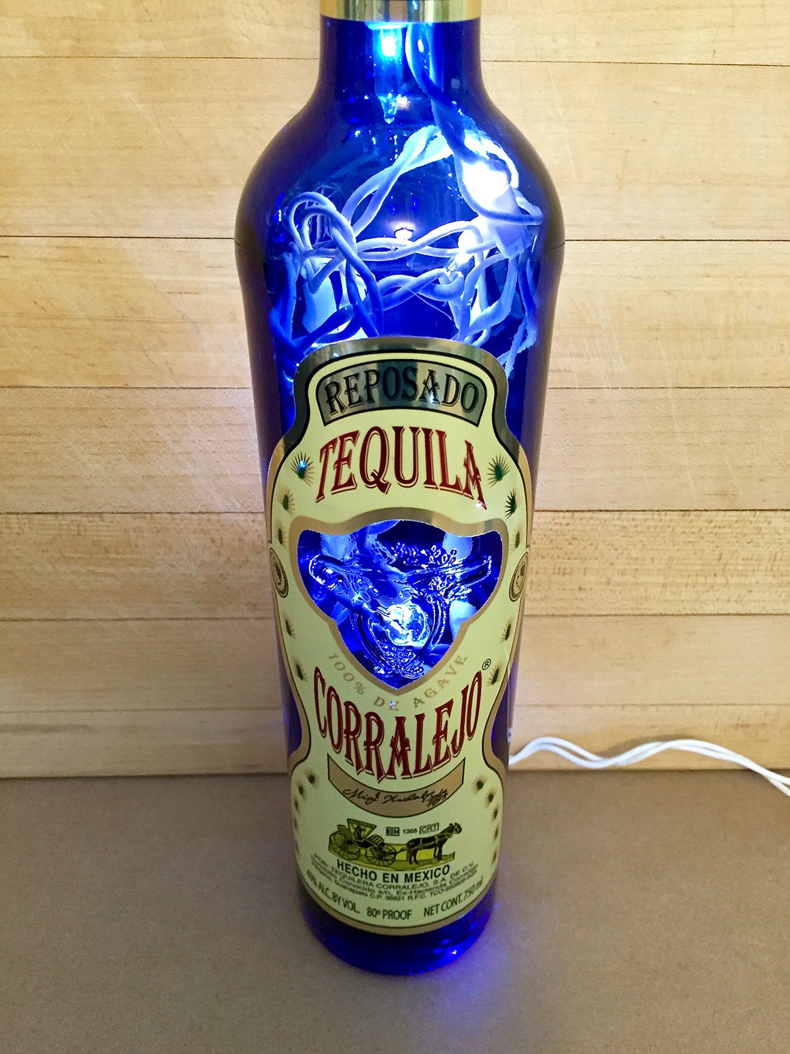 Luz de botella mexicana luz azul tequila Corralejo Etsy