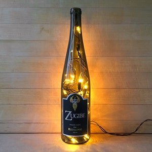 Firebird, Wine Bottle Light, Riesling Wine, Finger Lake Wine, Recycled Wine Bottle, NY Wine, Accent Lighting, Brown Bottle Light, Wine Decor
