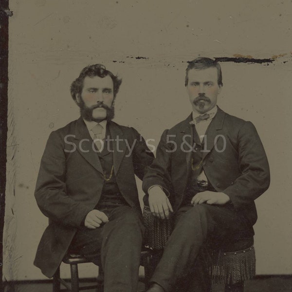 Antique Tintype Two Affectionate Men - Gay Interest