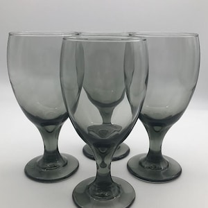 Vintage Libbey Smoke Glass Goblets - set of 4