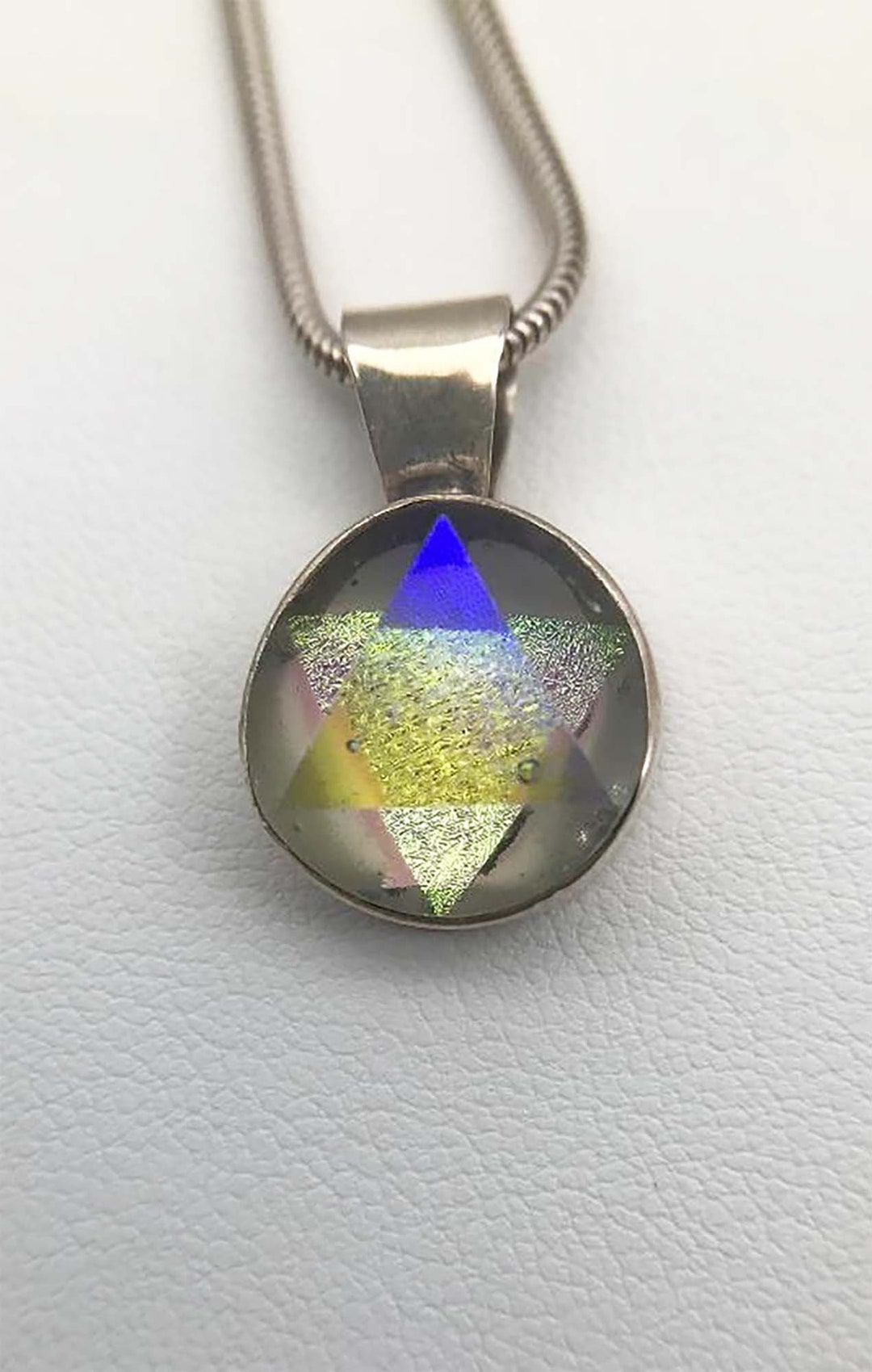 Dichroic Glass and Sliver Star of David Pendant Etsy