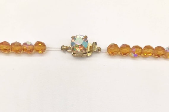 Vintage AB Amber Rondelle Crystal Necklace - image 4