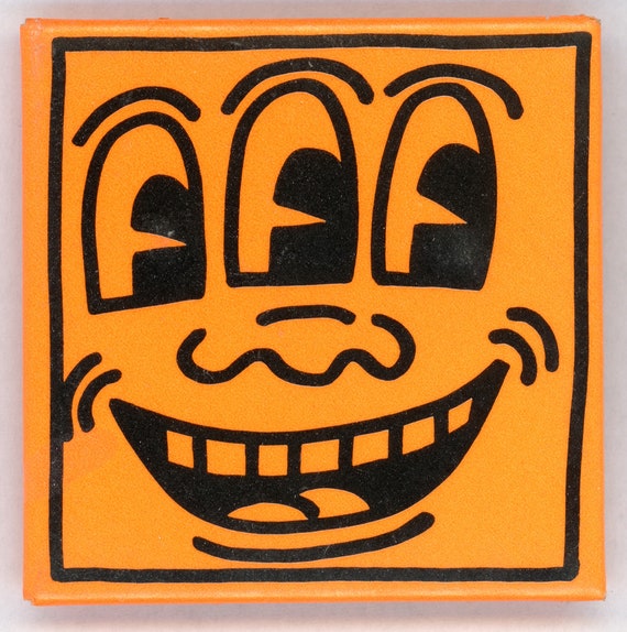 Keith Haring 1988 Three - Eyed Smiley Face Pin