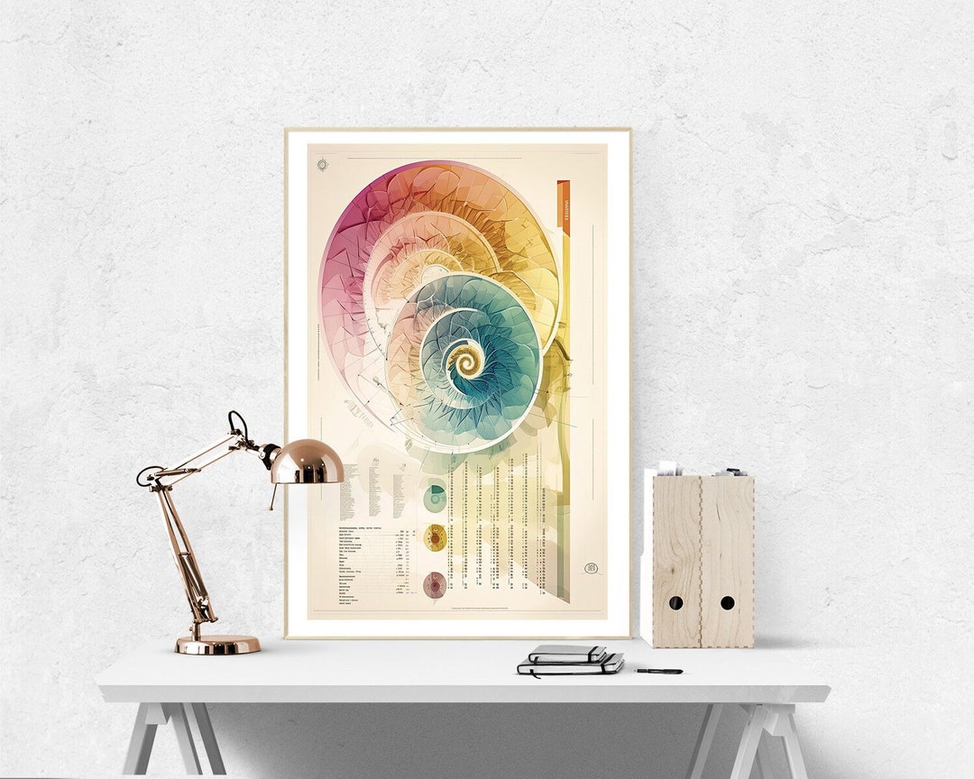 Golden Ratio Spiral Art Instant Download Wall Art - Fibonacci Sequence ...