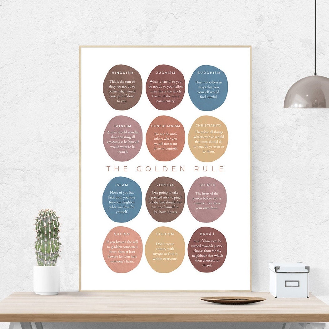 Golden Rule Wall Art Instant Download 3 Pack Poster Earth Tones Ancient