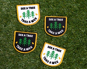 Embroidered Dog Patch | See a Tree, Take a Wee | Dog Pee Patch | Dog Harness Patch