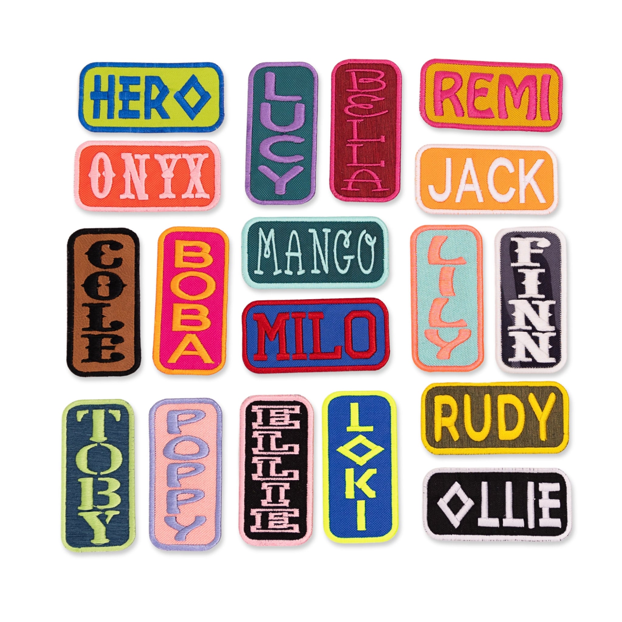 Custom Mini Name Patch | Embroidered Patch | 2"x4" Rectangle | Hook and Loop or Iron-On | Personalize Name Tag | Dog Harness | Backpack