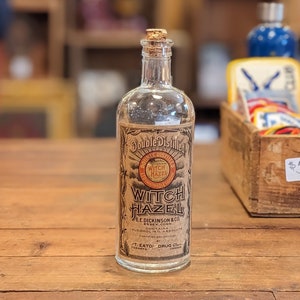 Rare T. Eaton Double Distilled Witch Hazel Glass Bottle, Collectable, Antique, Vanity, Canadian, Medical, Health, Beauty, Advertising