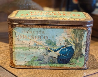 1915 Tucketts Orinoco Tobacco Tin - Canada, Collectable, Advertising, Rare, Tobacciana, Gift, Decor