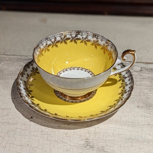 Vintage Yellow Gold Shelley Teacup and Saucer