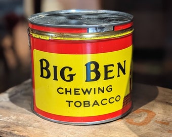 Vintage Big Ben Chewing Tobacco Tin, Collectable, Advertising, Tobacciana,  Decor, Gift