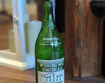 Vintage Wishing Well Ginger Ale 30 Ounce Bottle Rare Canadian Version, Collectable, Glass, Soda, Advertising, Gift, Decor