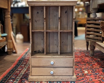 Antique Quebec Square Nailed Wall Cabinet, Country Farmhouse Decor