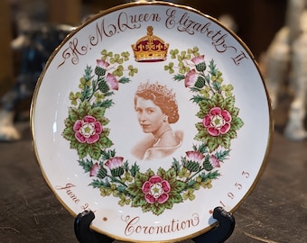 Plato de la Coronación de la Reina Isabel II de Toscana, 1953, porcelana fina