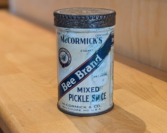 Vintage McCormick's Bee Brand Pickle Gewürzdose, Sammlerstück, Werbung, Essen, Küche, Dekor, Geschenk