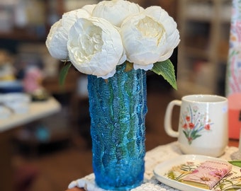 ガラスの花瓶、ブルーチェック柄 - Etsy 日本