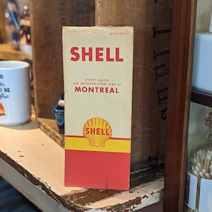 Early Shell Service Station Metropolitan Map of Montreal, vintage, Travel, Collectable, Gift for Her, Gift for Him, Oil Gas, Office Decor