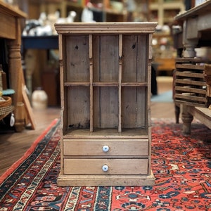 Early Quebec Square Nailed 2 Drawer Wall Cabinet, Antique Furniture, Wall Shelf, Open Unit, Country Decor, Farm House, Storage, Counter