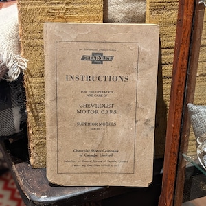 Instructions Operation and Care of Chevrolet Motor Cars Superior Series V 1926