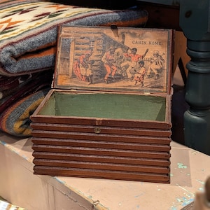 Early Log Cabin Humidor Cigar Box C.1900, Tobacciana, Portasigari, Da collezione, Scatola di legno, Fatto a mano, Accessori per fumatori, Regalo, Man Cave