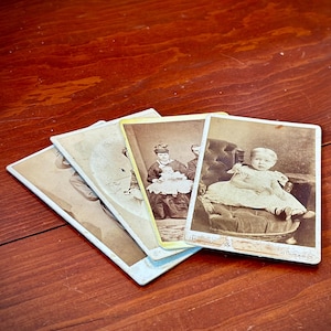 4 photographies anciennes sur cartes, vers 1890