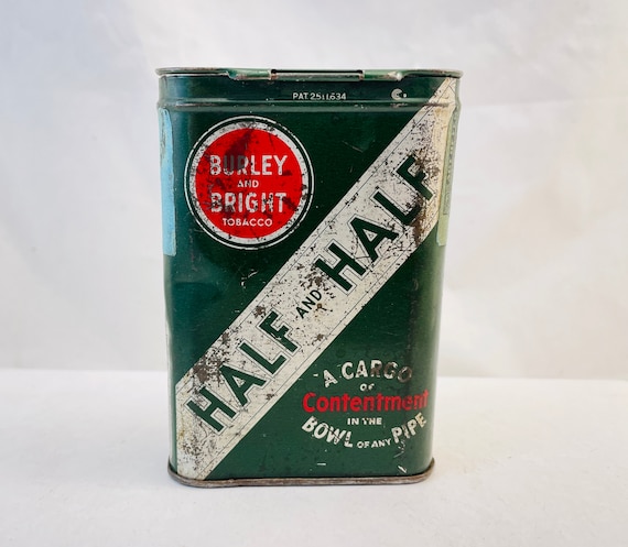 tobacco tin b&m price Vintage Half & Half Pocket Tobacco Tin - Rare All Green Version