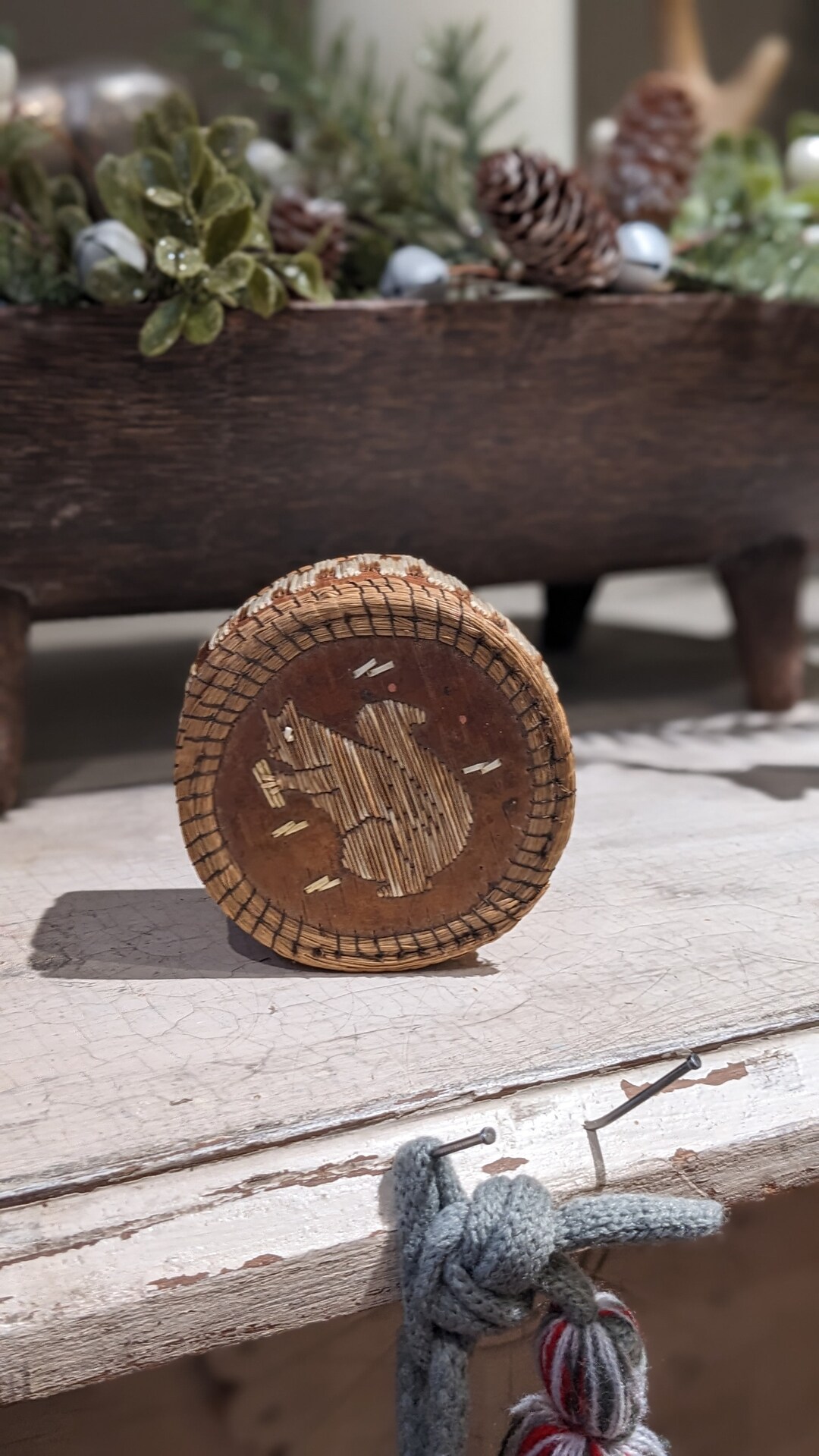 Vintage Birch Bark Quill Box With Squirrel Small Etsy UK