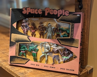 Zestaw figurek Archer Space People z 1955 r., NOS, z oryginalnym pudełkiem