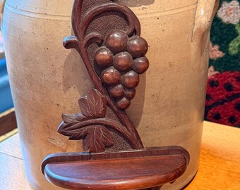 Vintage Hand Carved Wooden Grapevine Wall Shelf Corbel