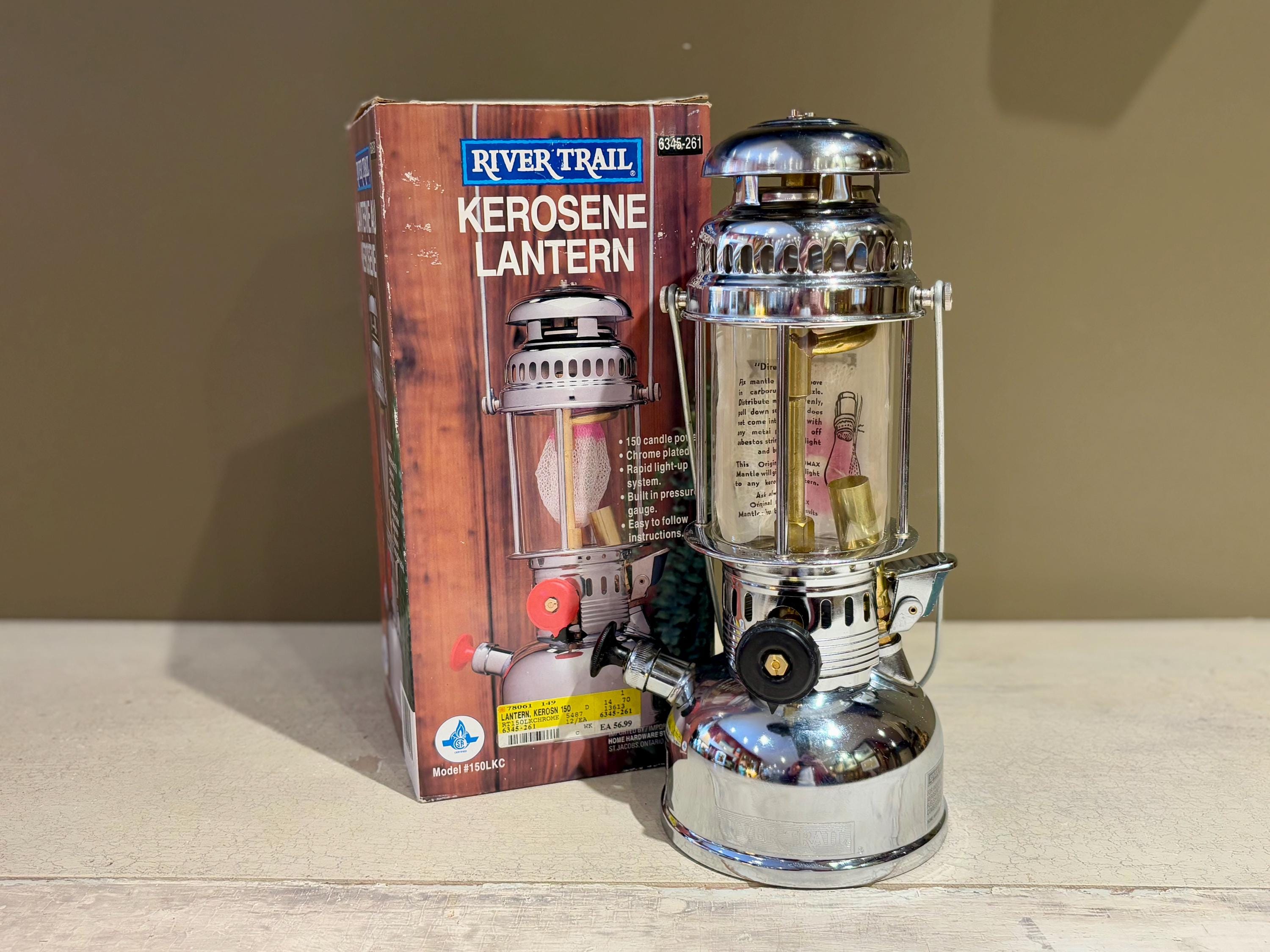 River Trail Petromax 150 LKC Kerosene Lantern NOS with Original Box, Instructions, and Parts