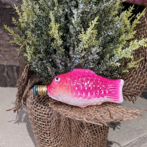 Vintage Milk Glass Fish Figural Light Bulb Ornament
