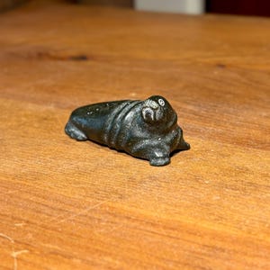 Inuit Soapstone Carving of a Walrus by Seeter Natsiapik from Broughton Island