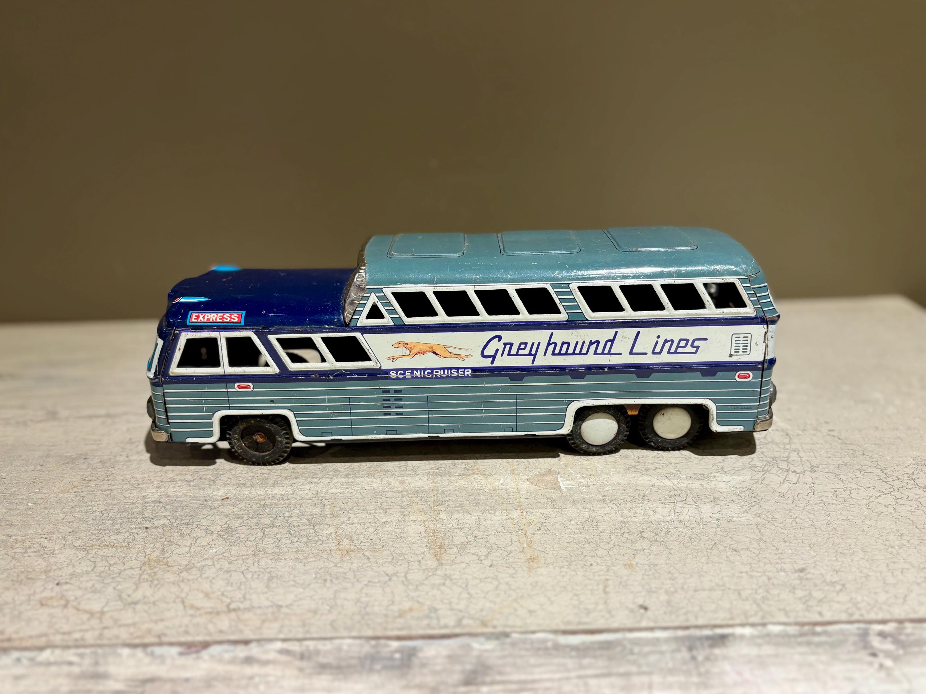 Vintage Tin Friction Greyhound Scenic Cruiser Bus Toy - Etsy