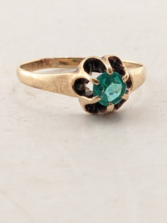 Antique Eaton & Co. 14k Gold Ring With Green Stone - image 6
