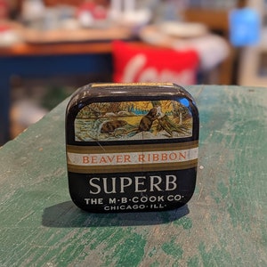 Vintage Superb Beaver Typewriter Ribbon Tin, Collectable, Rare, Advertising, Office Decor, Writing Decor, Gift