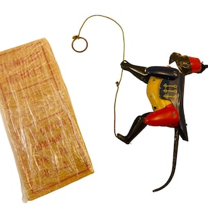 Vintage C.E. Carter Climbing Monkey Tin Giocattolo con scatola originale