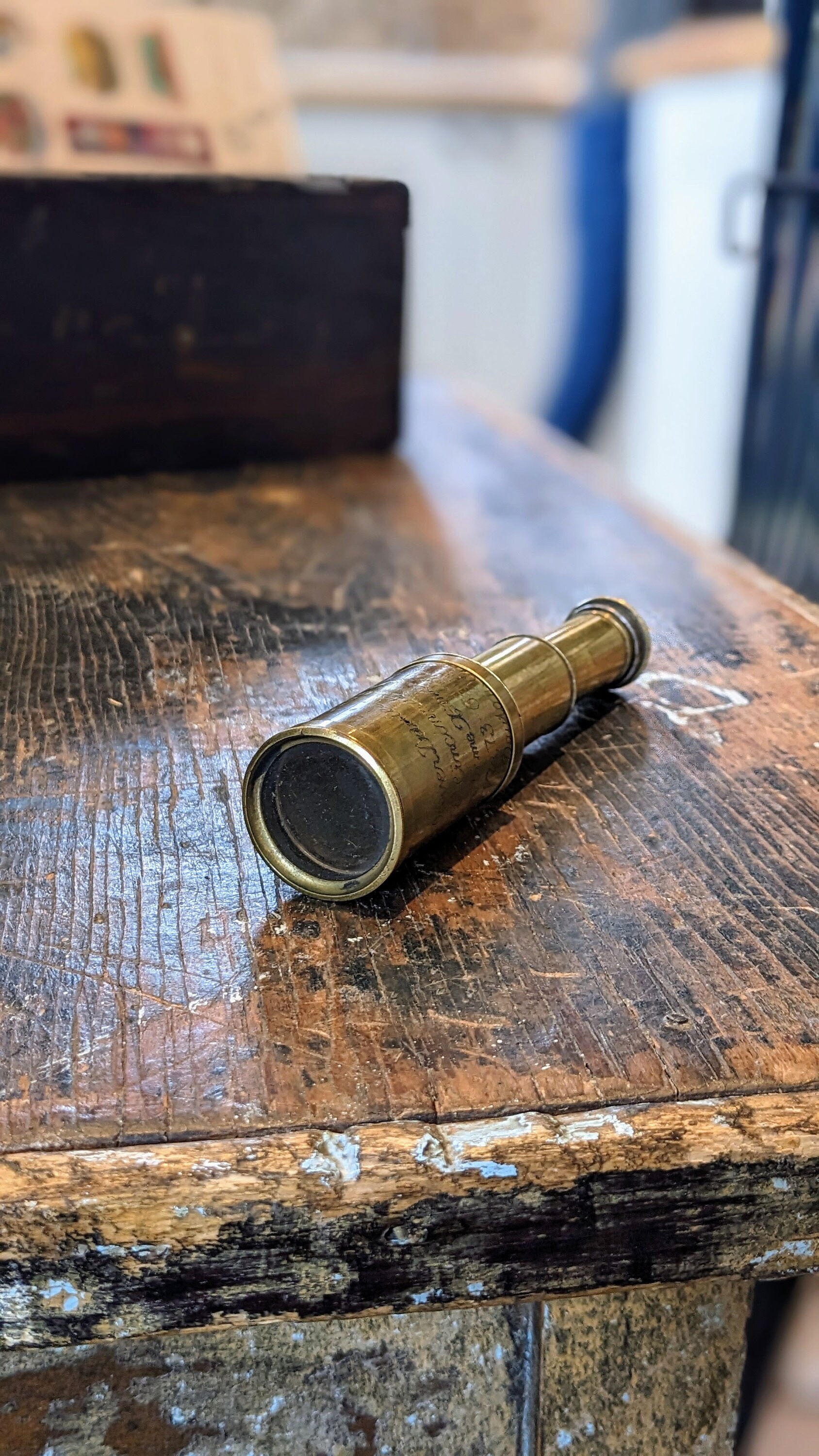 Brass Nautical Telescope Replica With Wooden Box - 15 Inch Extendable Spyglass With Glass Optics